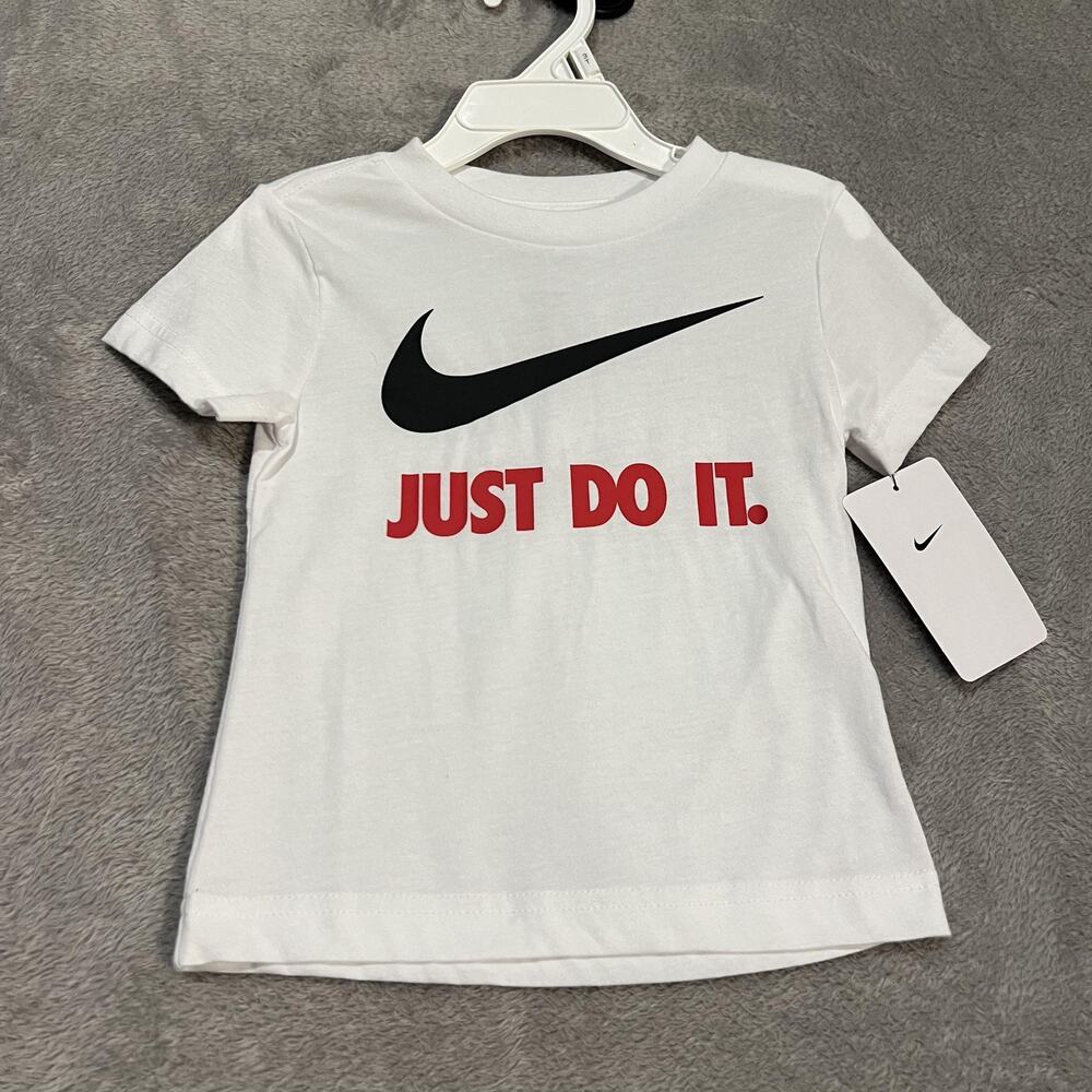 Nike Shirt Youth 2T White Just Do It Swoosh Logo Tee Athletic Toddler New Tag
